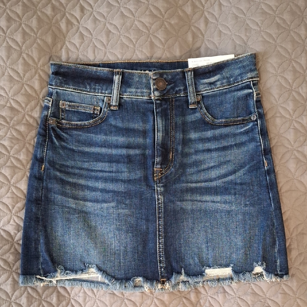 NWT American Eagle Outfitters Distressed Blue Mini Skirt
